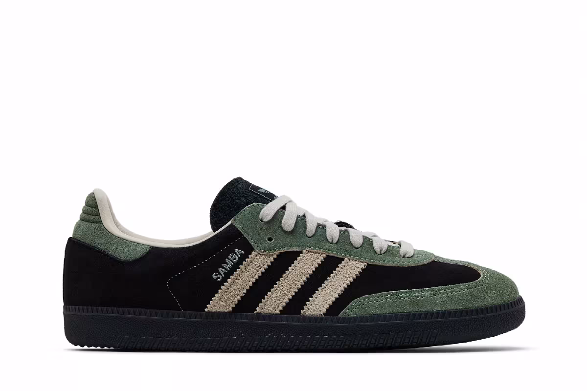 adidas Women's Samba OG Black Silver Green, view 2