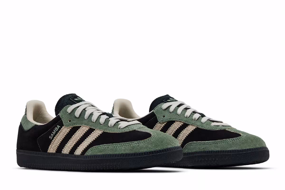 adidas Women's Samba OG Black Silver Green, view 9