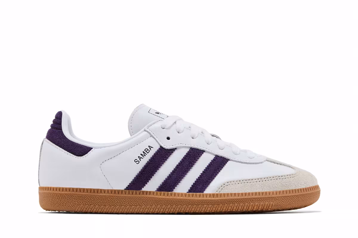 adidas Women's Samba OG White Aurora Plum Gum, view 2