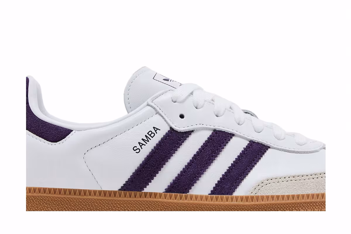 adidas Women's Samba OG White Aurora Plum Gum, view 3