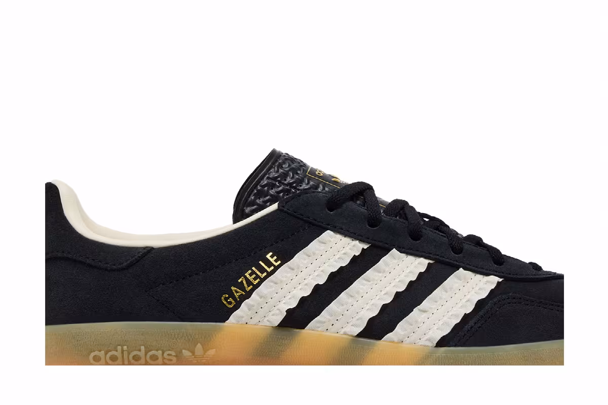 adidas Women's Gazelle Indoor Ruffled Stripes - Black Cream Gum, view 3
