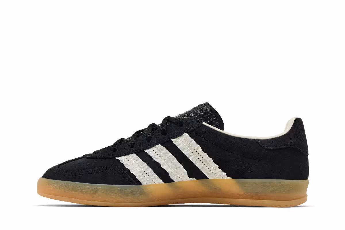 adidas Women's Gazelle Indoor Ruffled Stripes - Black Cream Gum, view 4