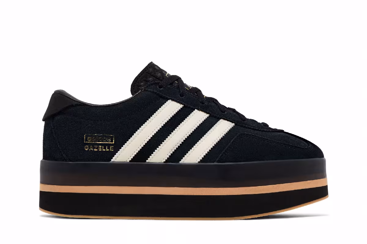 adidas Women's Gazelle Stack Black Cream Gum, view 2