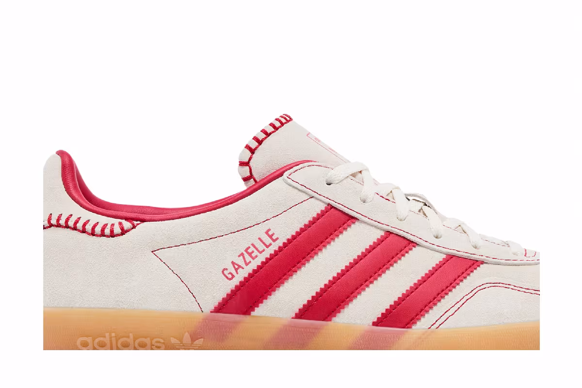 adidas Women's Gazelle Indoor Beige Scarlet Gum, view 3