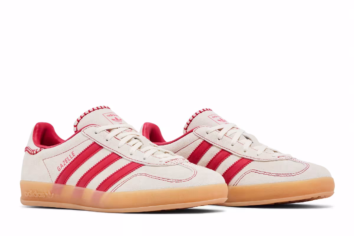 adidas Women's Gazelle Indoor Beige Scarlet Gum, view 9