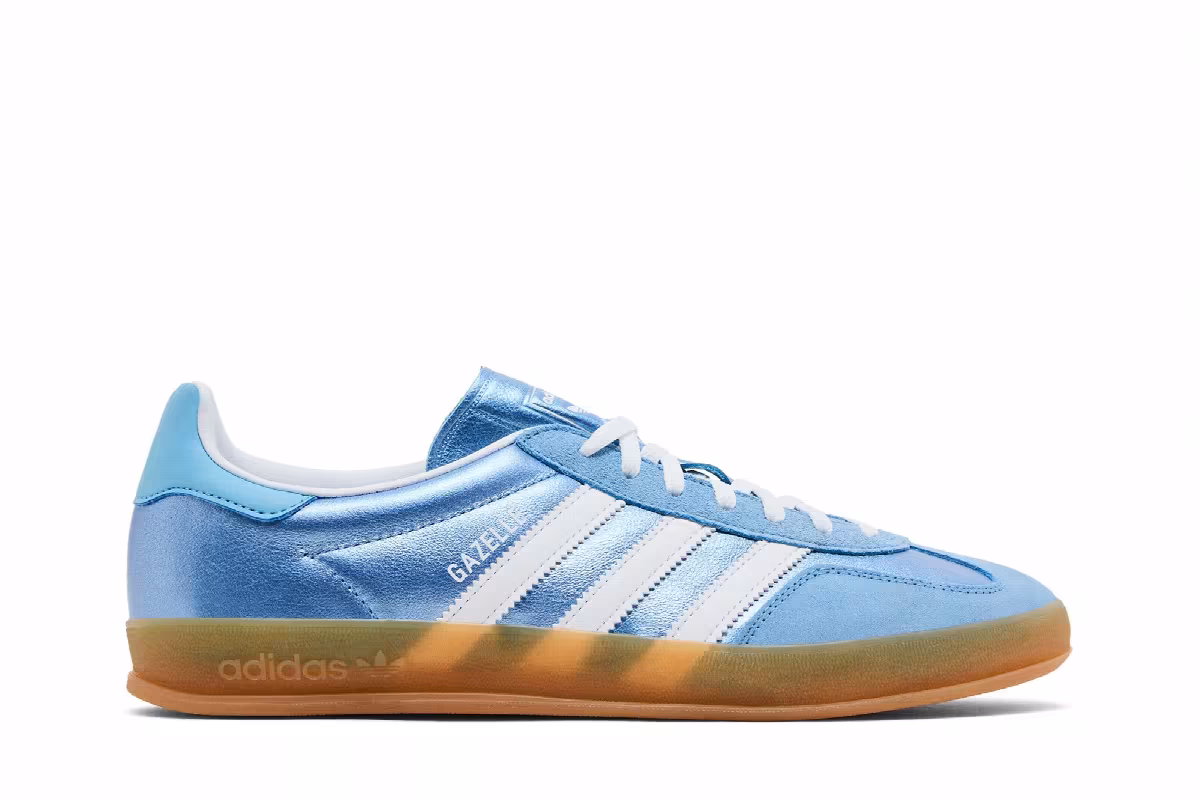 adidas Women's Gazelle Indoor Blue Metallic Gum, view 2