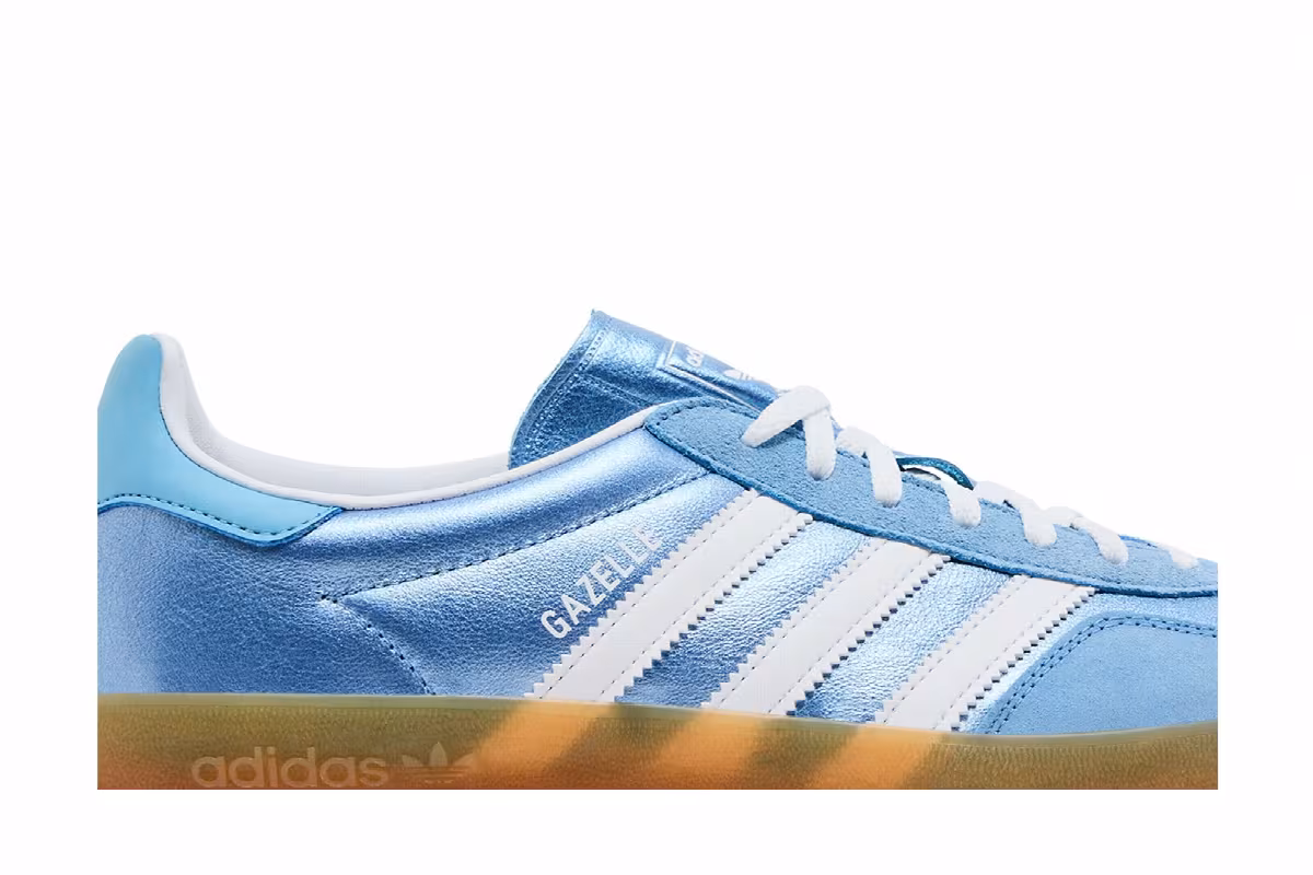 adidas Women's Gazelle Indoor Blue Metallic Gum, view 3