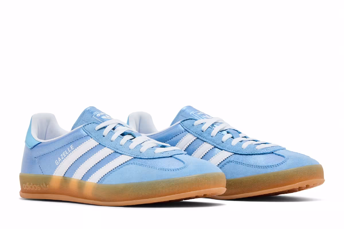 adidas Women's Gazelle Indoor Blue Metallic Gum, view 9