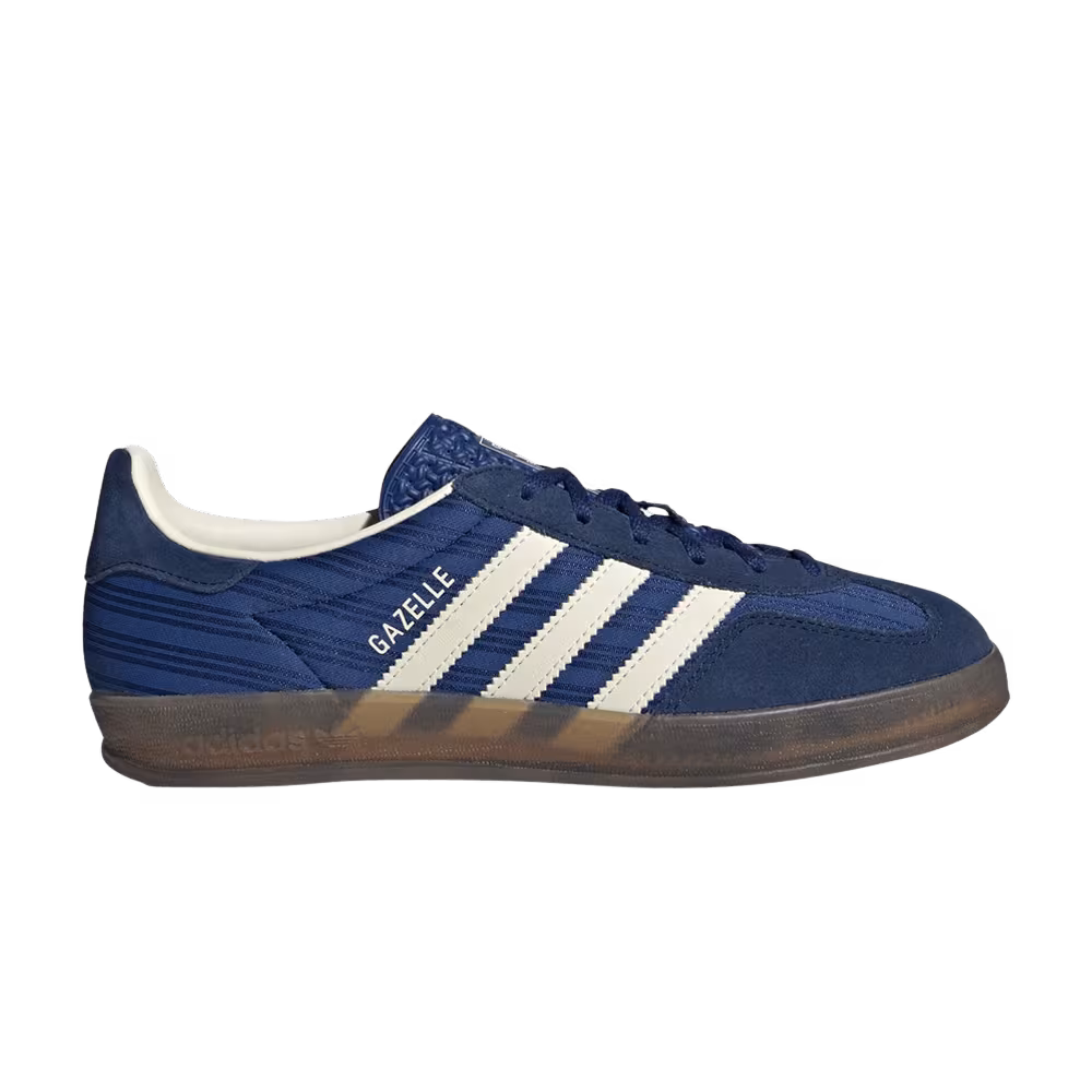adidas Women's Gazelle Indoor Blue Pinstripe Satin