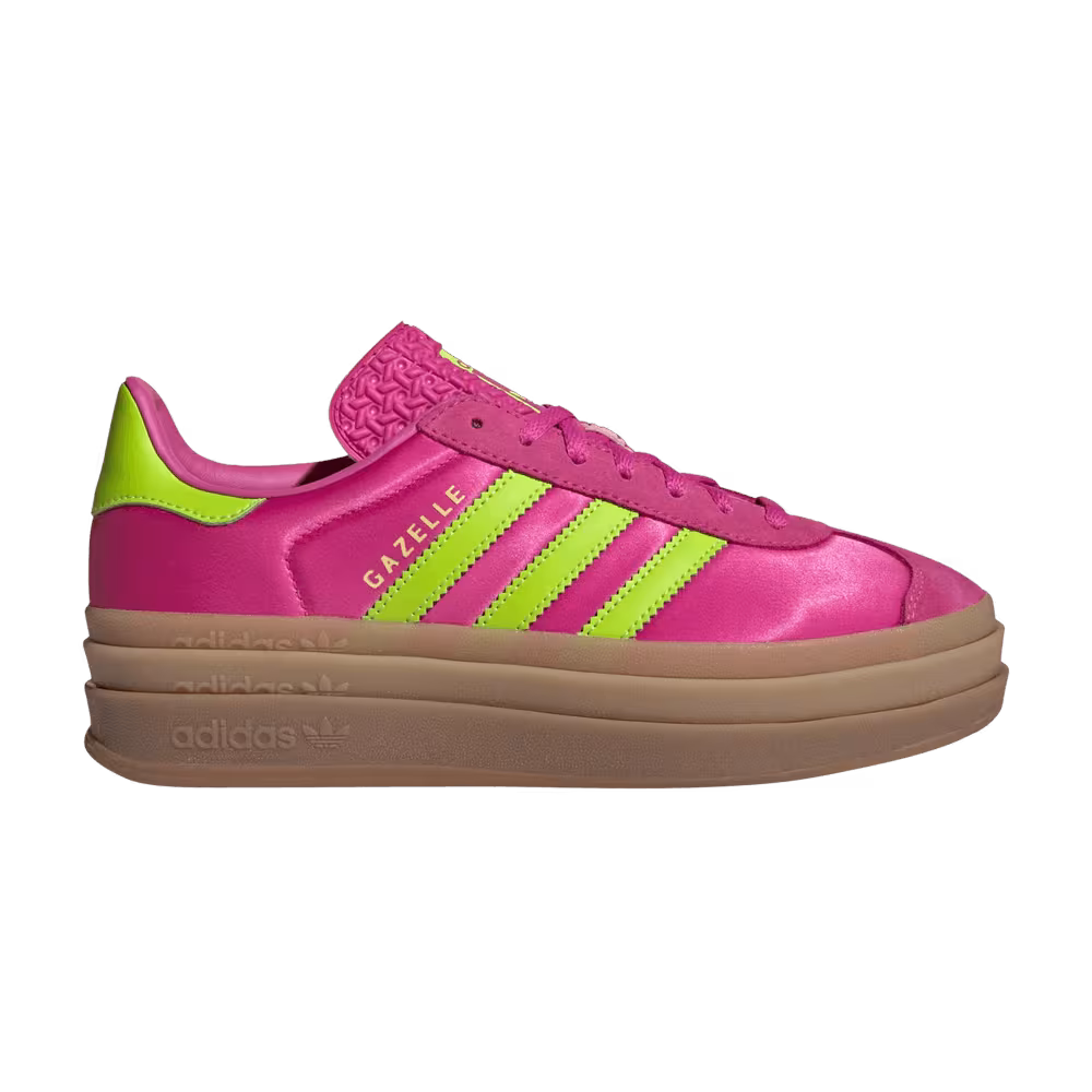 adidas Women's Gazelle Bold Lucid Fuchsia Solar Slime Satin