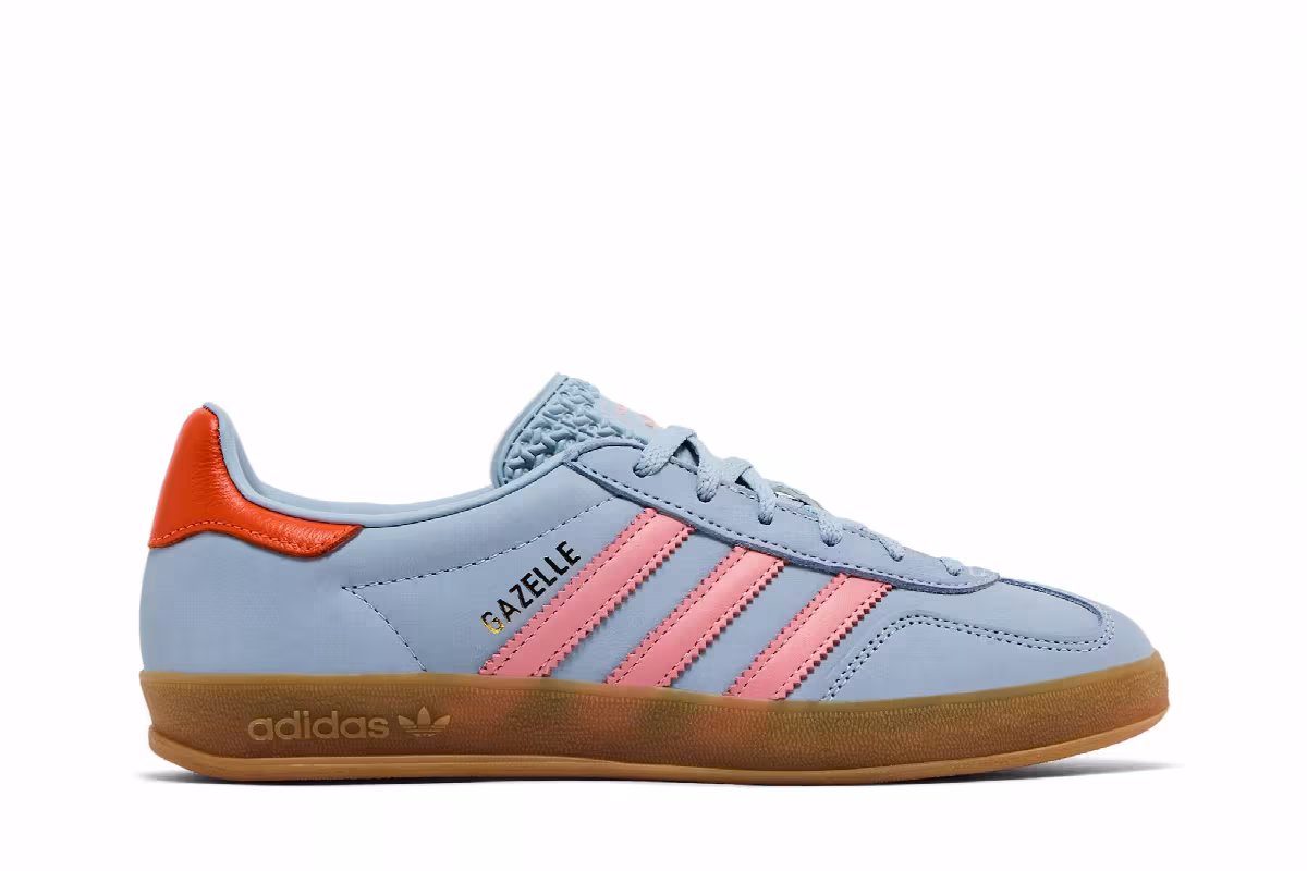 adidas Women's Gazelle Indoor Wonder Blue Solar Orange, view 2