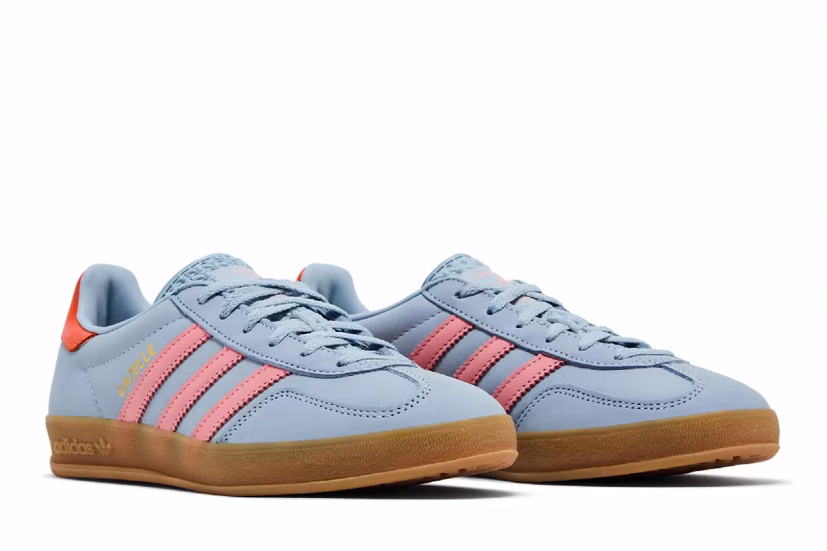 adidas Women's Gazelle Indoor Wonder Blue Solar Orange, view 9