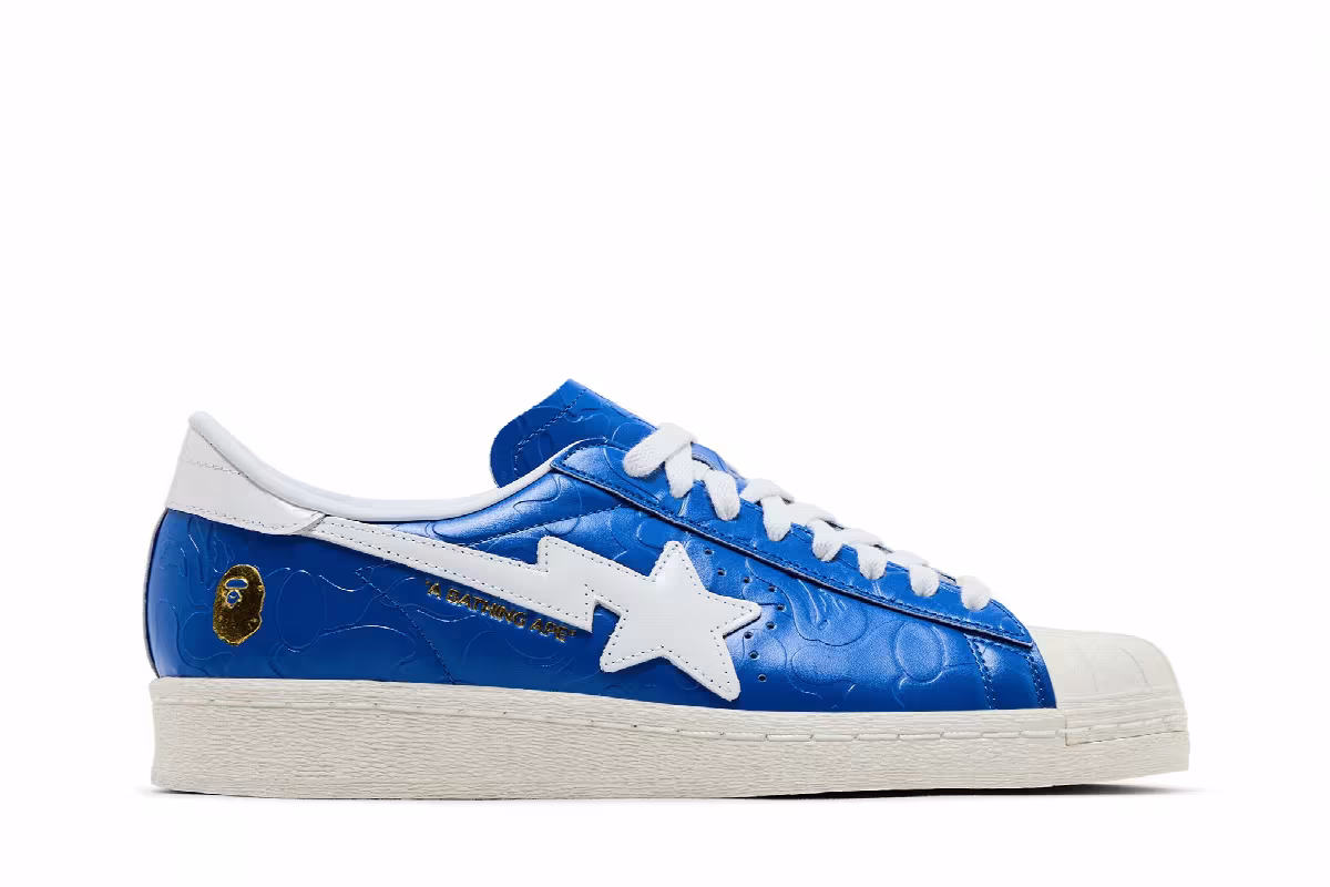 BAPE x adidas Superstar Vintage Blue White, view 2