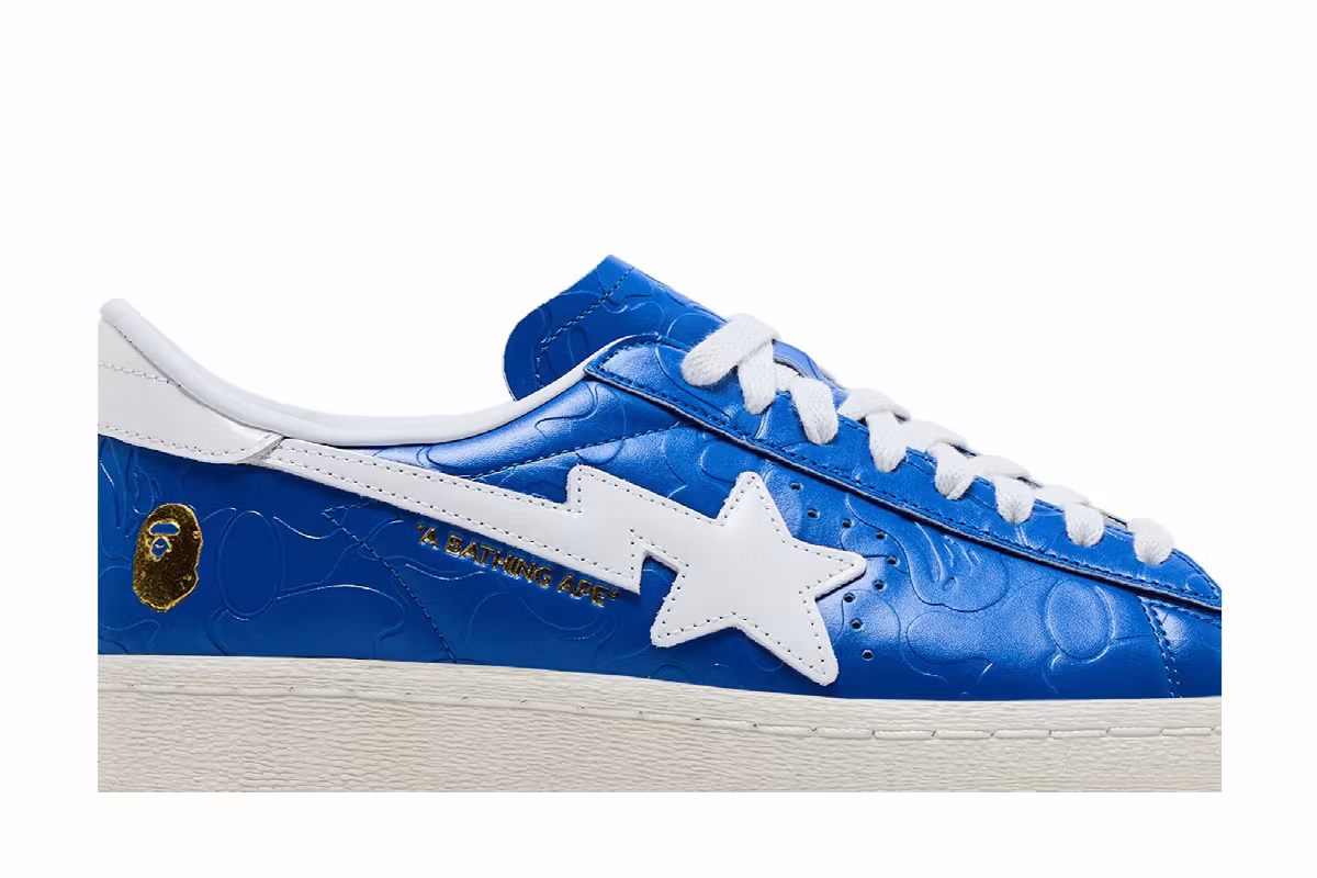 BAPE x adidas Superstar Vintage Blue White, view 3