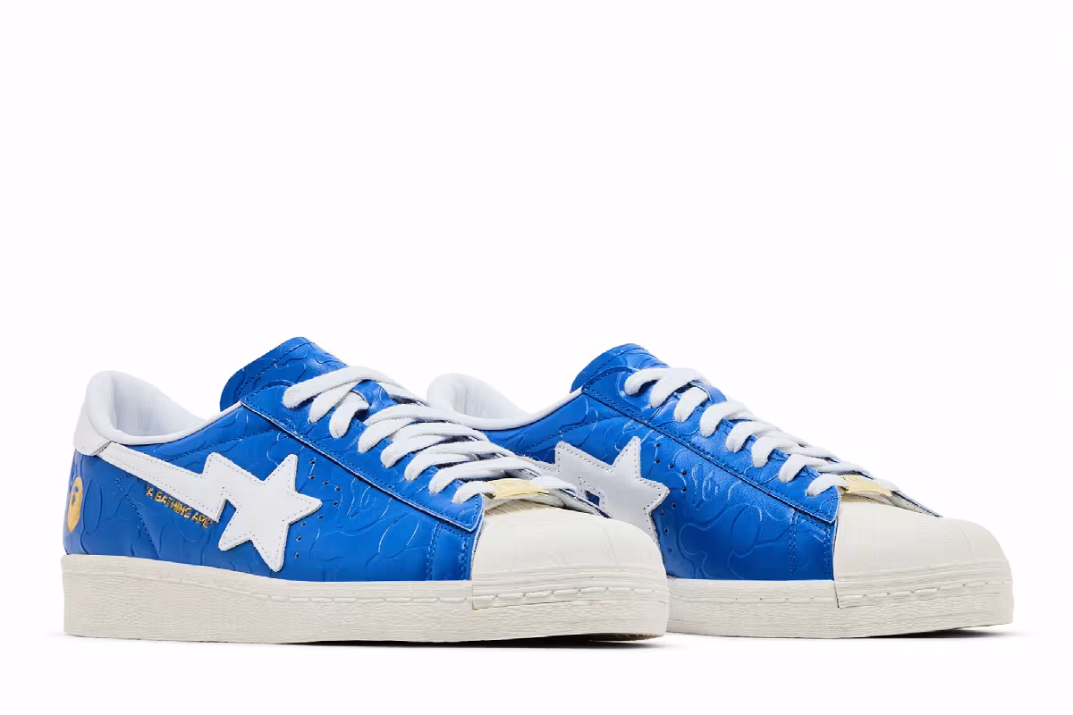 BAPE x adidas Superstar Vintage Blue White, view 9