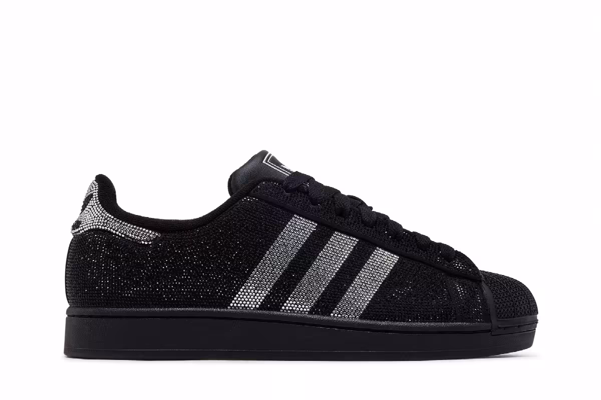 adidas Women's Superstar 2 Rhinestone Black Silver, view 2