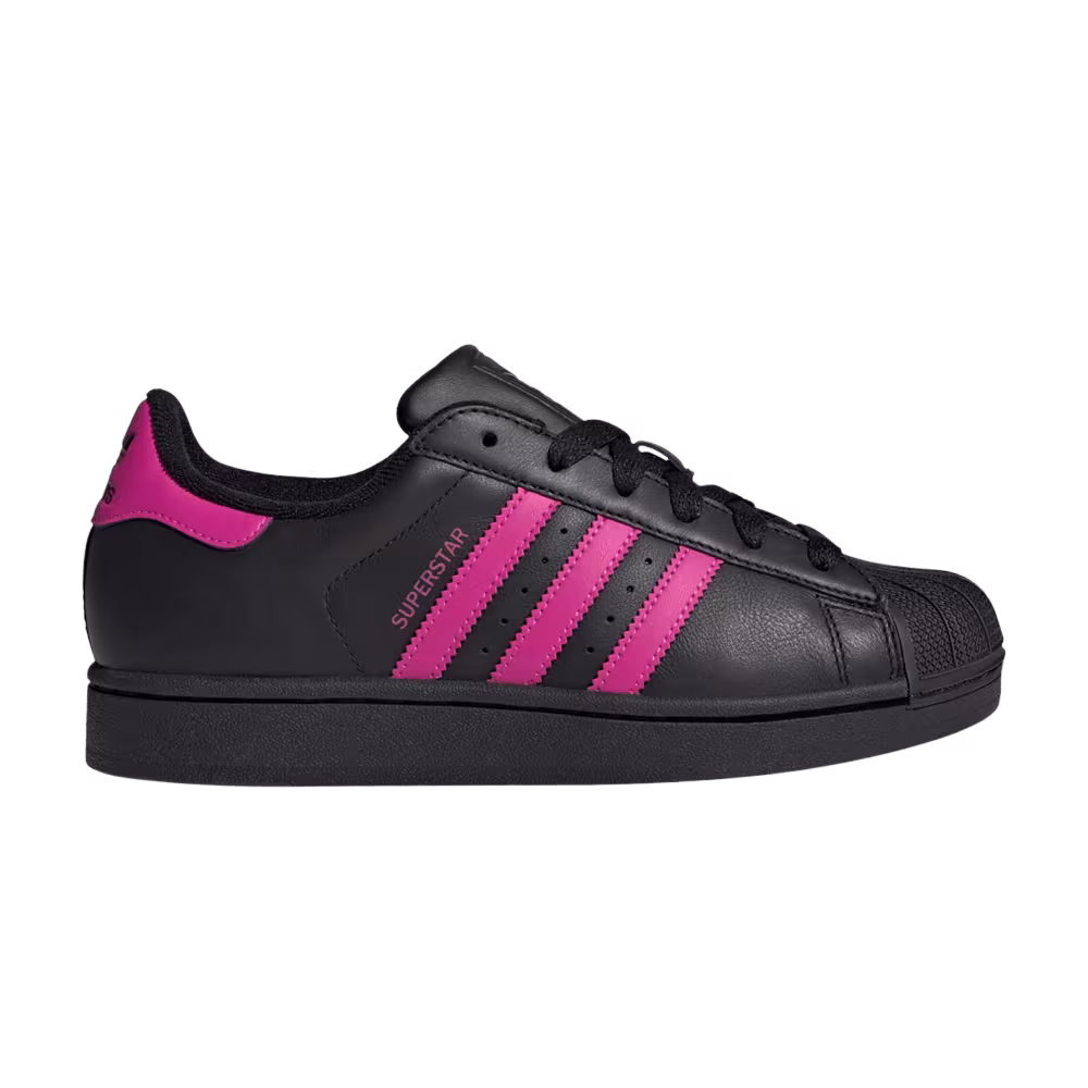 adidas Women's Superstar 2 Black Semi Lucid Fuchsia