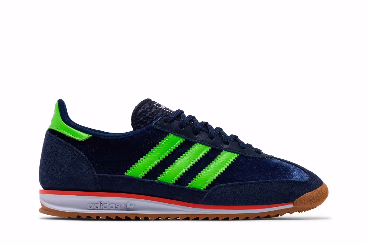adidas Women's SL72 OG Night Indigo Green Velvet, view 2