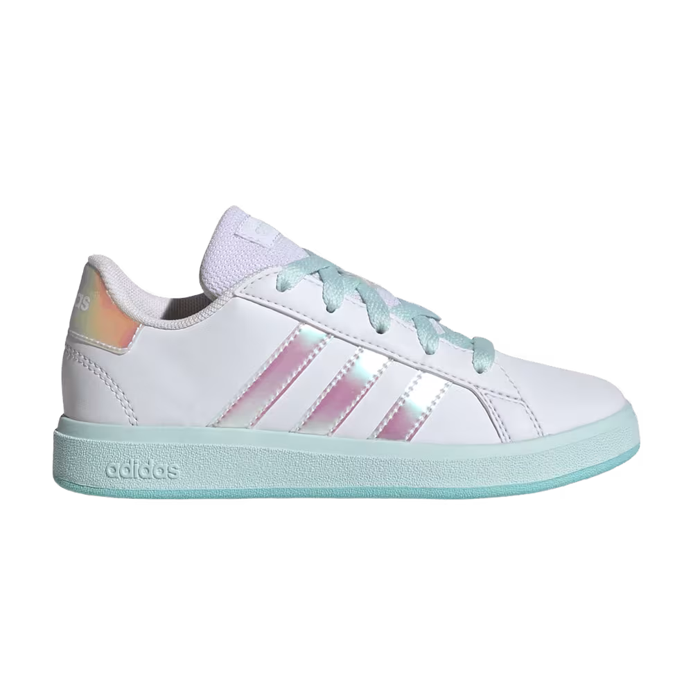 adidas Grand Court Lace K Iridescent Stripes - White
