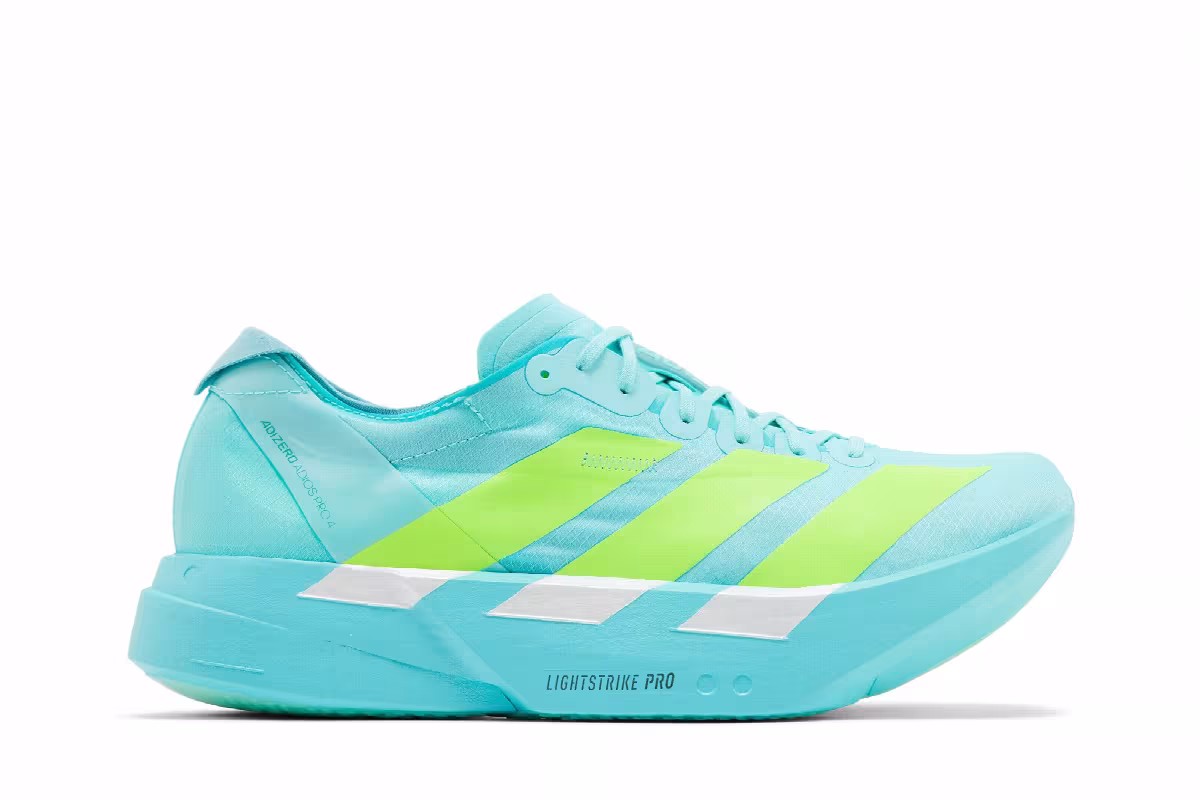 adidas Adizero Adios Pro 4 Flash Aqua Lucid Lemon, view 2