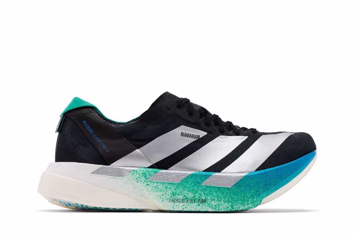 adidas Adizero Adios Pro 4 Black Silver Glory Green, view 2