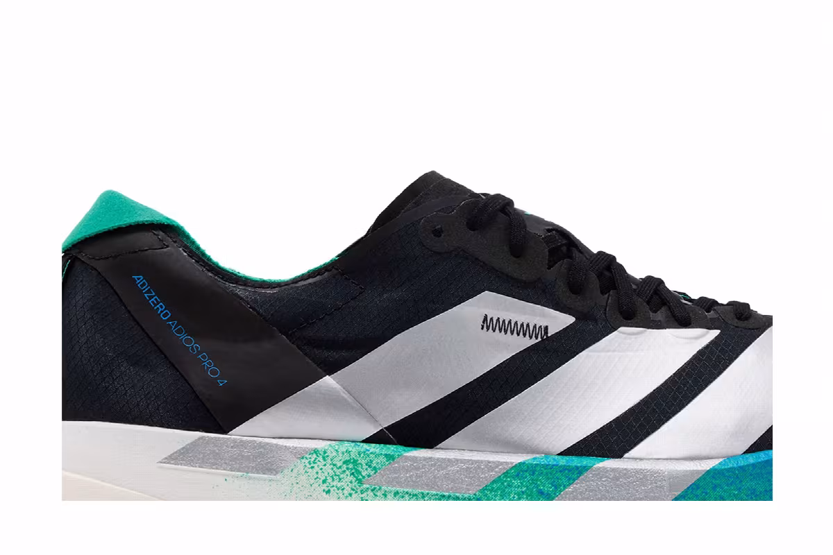 adidas Adizero Adios Pro 4 Black Silver Glory Green, view 3