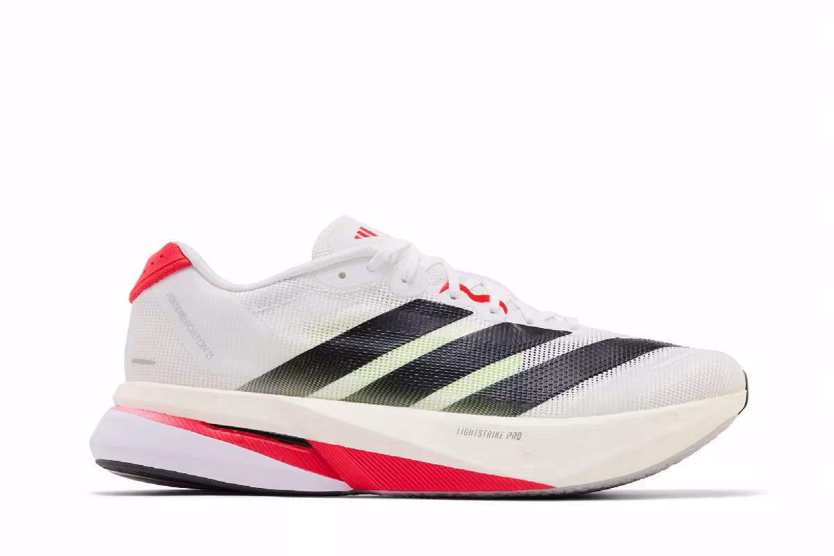 adidas Adizero Boston 13 White Black Lucid Red, view 2