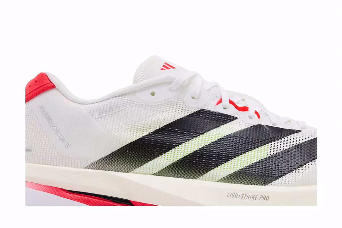 adidas Adizero Boston 13 White Black Lucid Red, view 3