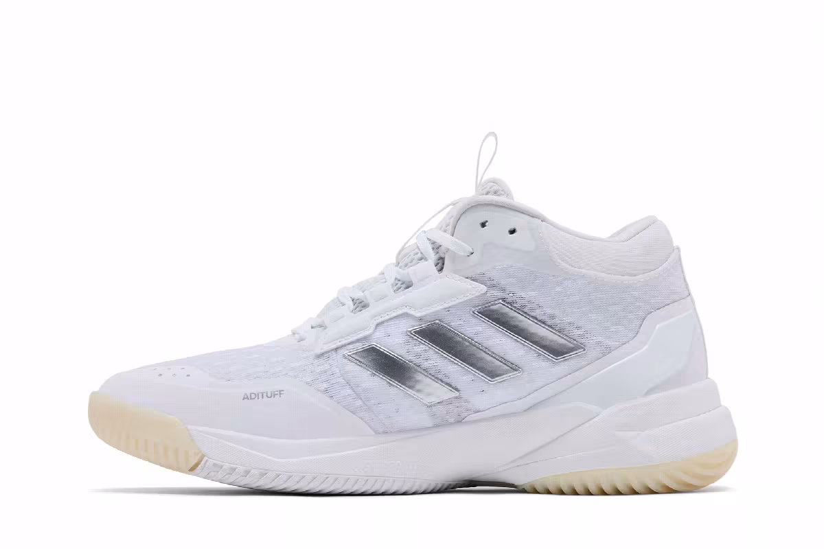 adidas Women's Crazyflight 6 Mid Indoor White Silver Metallic, view 4