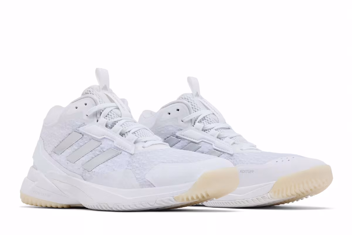 adidas Women's Crazyflight 6 Mid Indoor White Silver Metallic, view 9