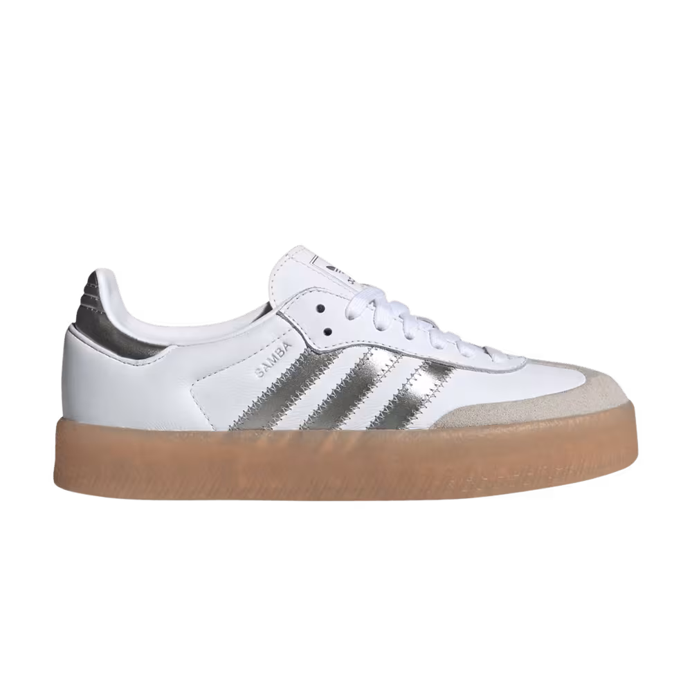 adidas Women's Sambae White Silver Metallic Gum