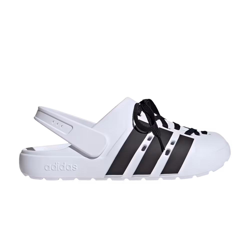 adidas Adilette Clog 2.0 White Black Laces