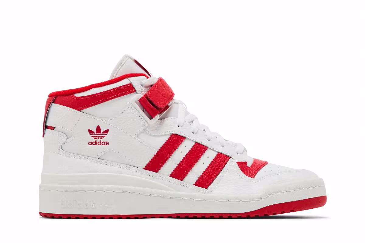adidas Forum Mid White Vivid Red, view 2