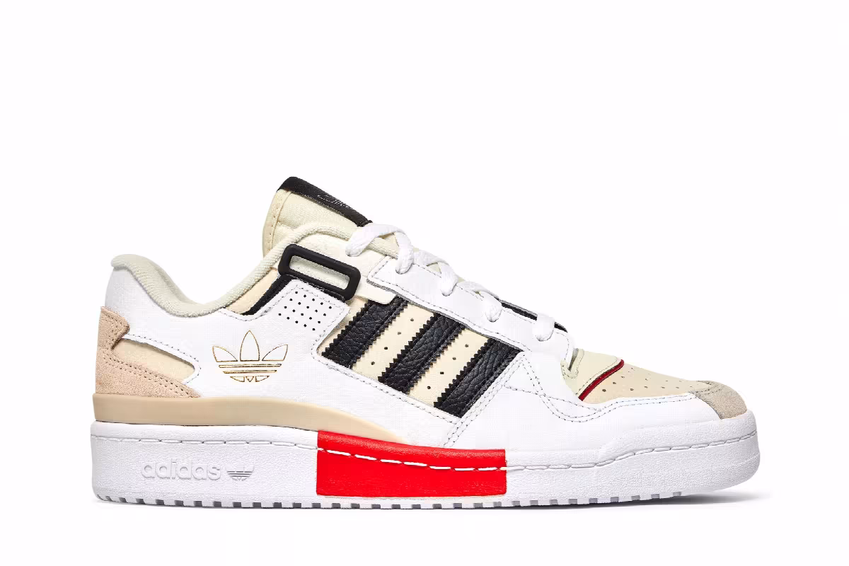 adidas Forum Exhibit Low White Vivid Red, view 2