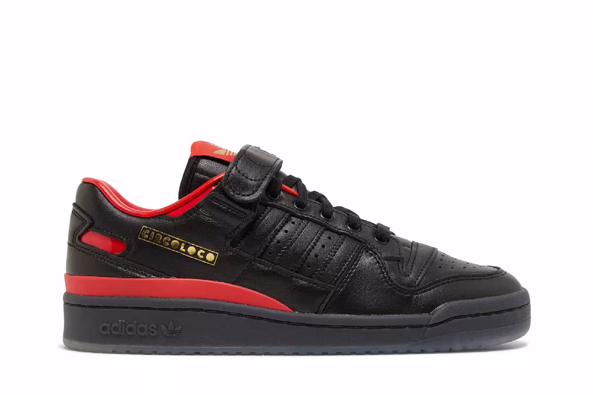 Circoloco x adidas Forum Low Black Vivid Red, view 2