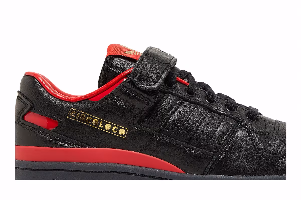 Circoloco x adidas Forum Low Black Vivid Red, view 3