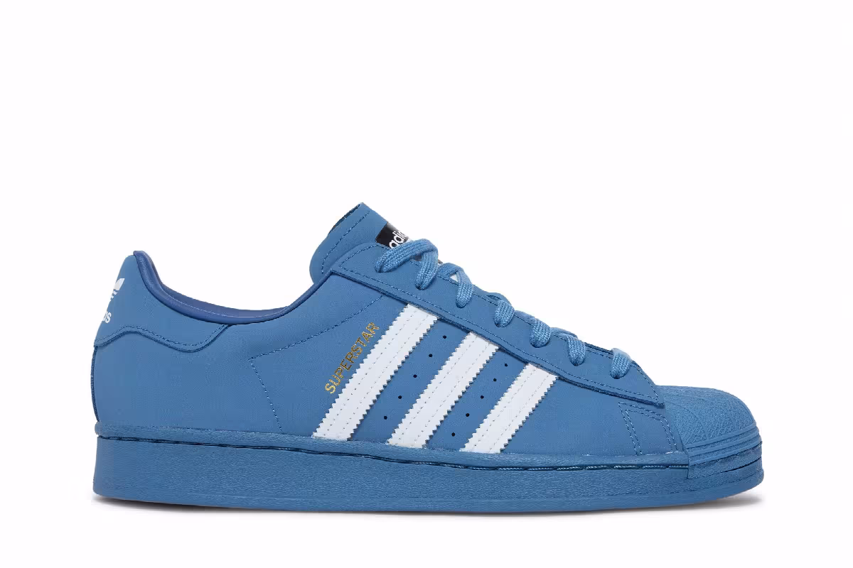 Daiki Tsuneta x atmos x adidas Superstar Altered Blue, view 2