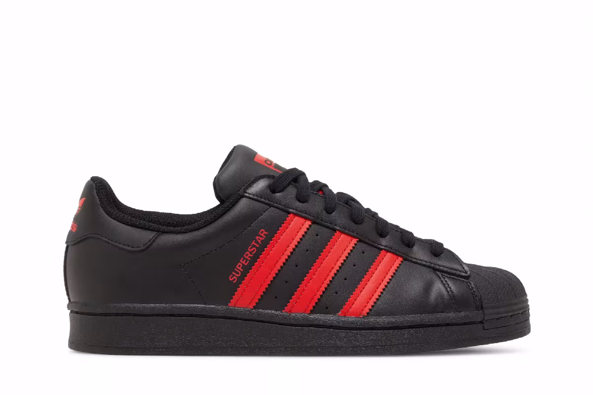 Adidas Superstar Core Black Vivid Red, view 2