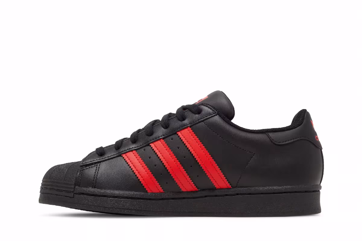 Adidas Superstar Core Black Vivid Red, view 4