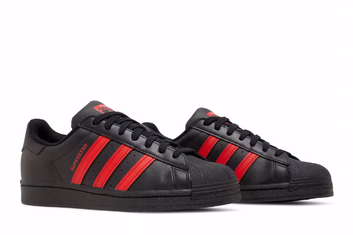Adidas Superstar Core Black Vivid Red, view 9