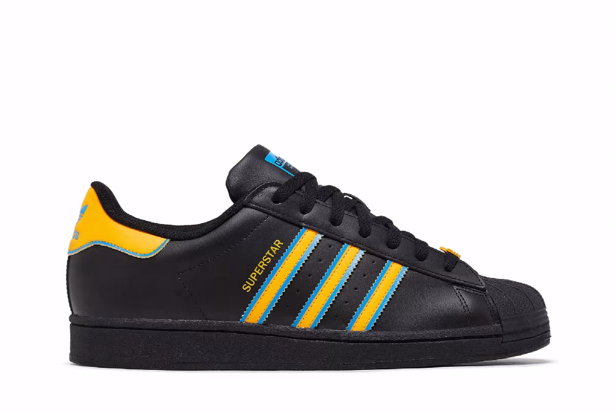 adidas Superstar Black Gold Blue, view 2