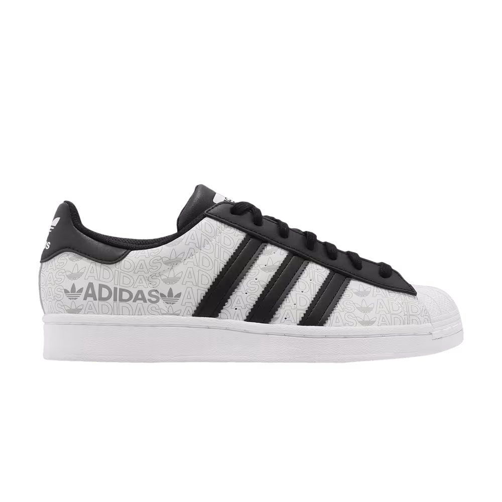 Adidas Superstar Reflective Allover Logo - White Black