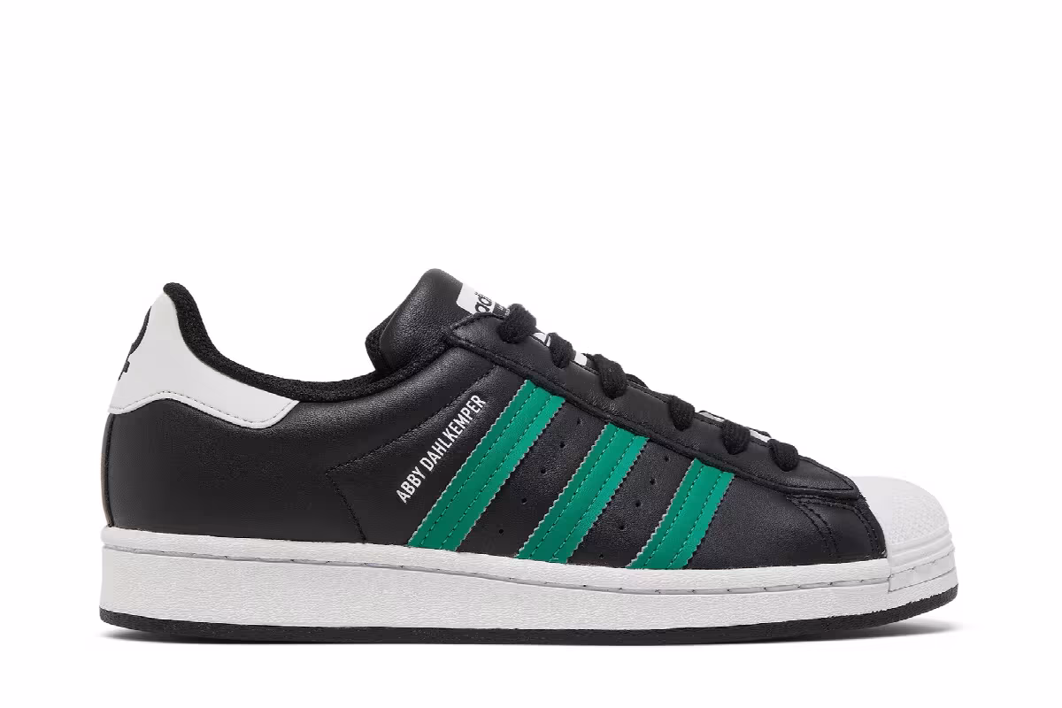 Abby Dahlkemper x adidas Women's Superstar Black Bold Green, view 2