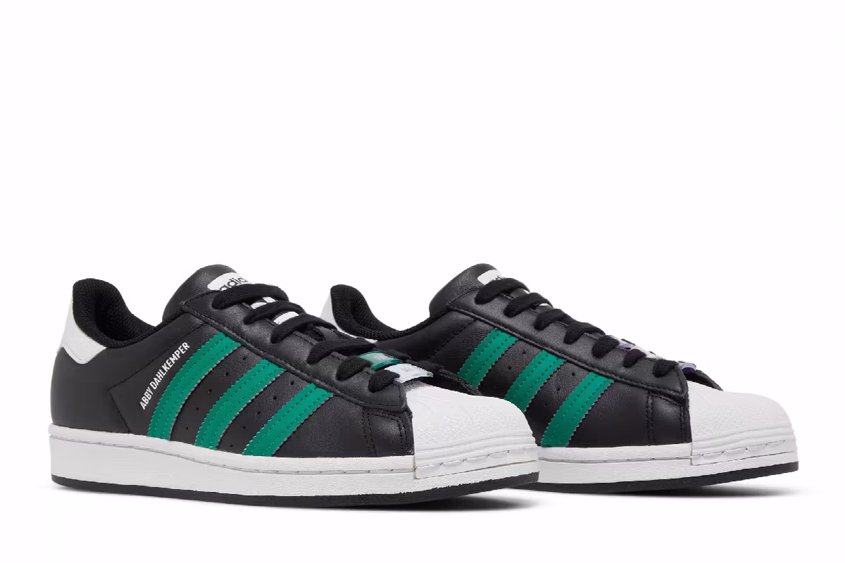 Abby Dahlkemper x adidas Women's Superstar Black Bold Green, view 9