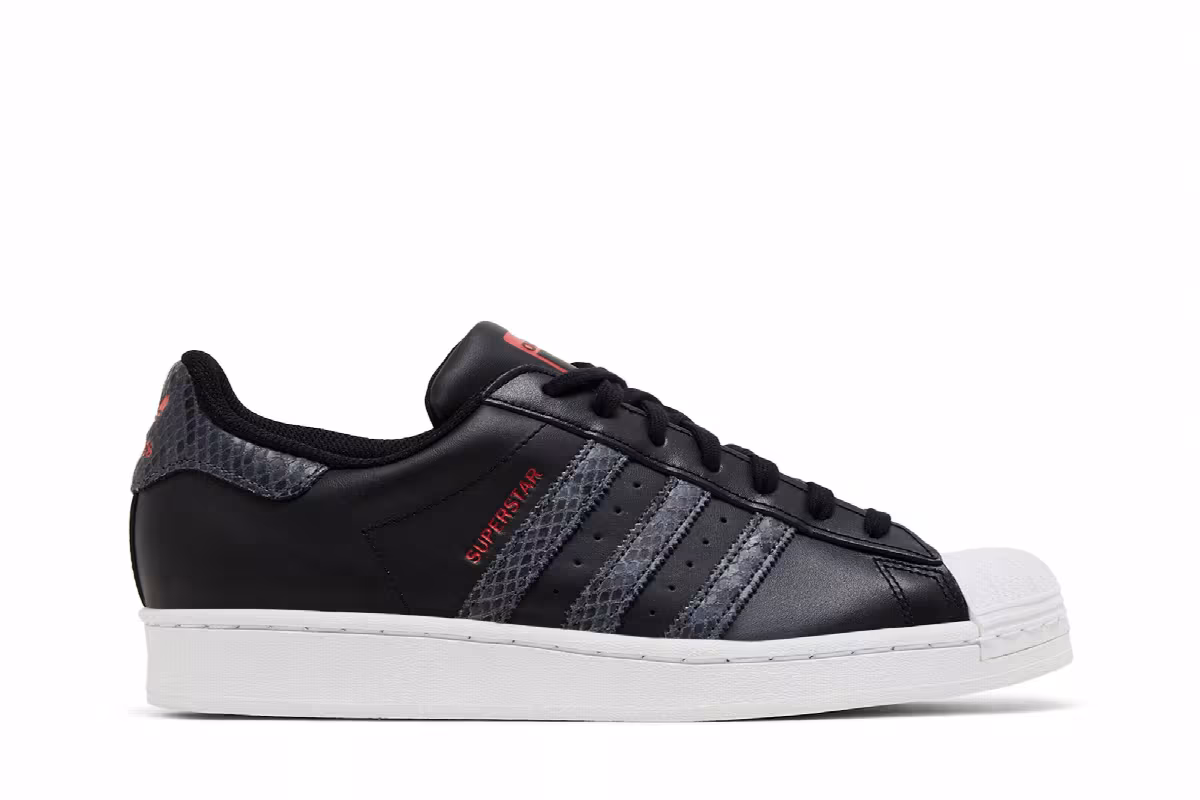 Adidas Women's Superstar Black White Snakeskin, view 2