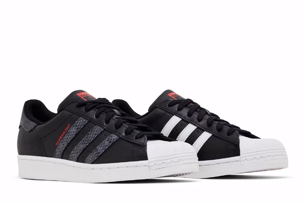 Adidas Women's Superstar Black White Snakeskin, view 9