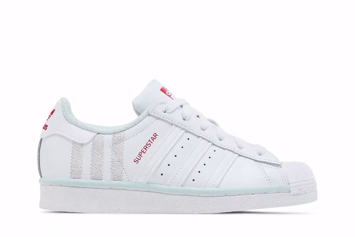 adidas Superstar J White Almost Blue, view 2