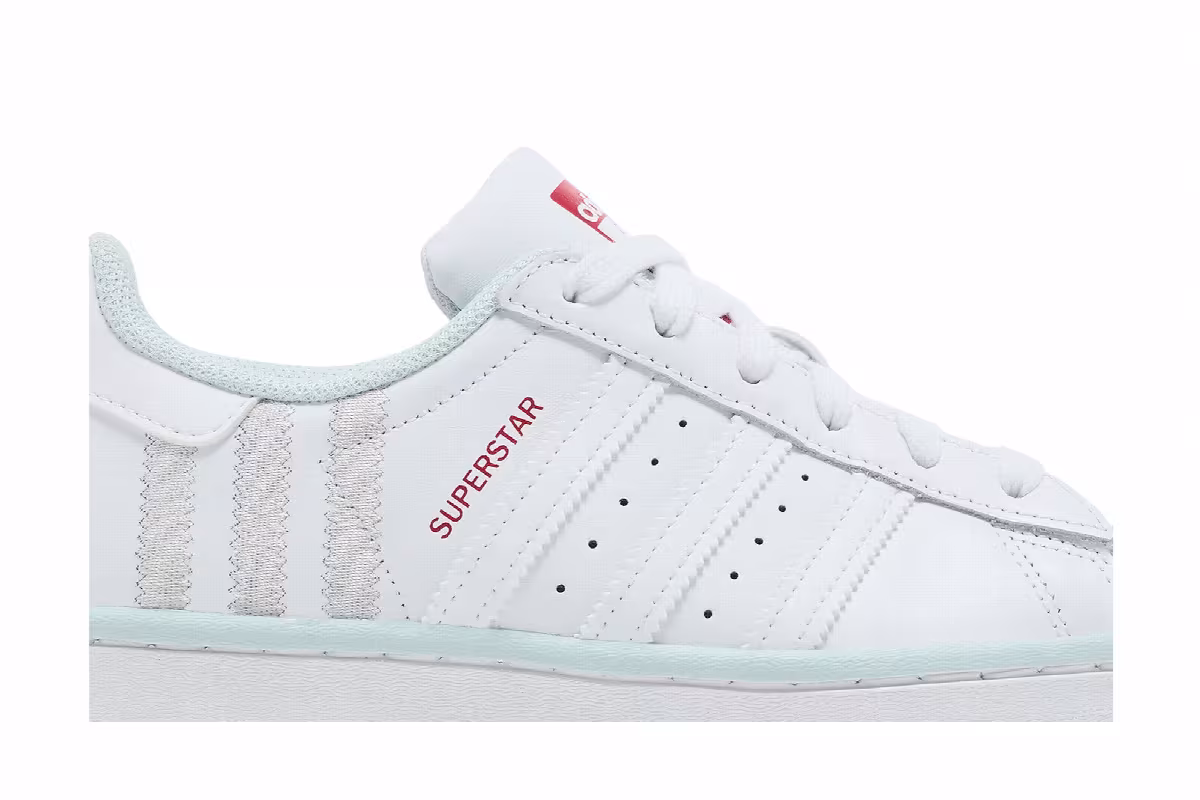 adidas Superstar J White Almost Blue, view 3