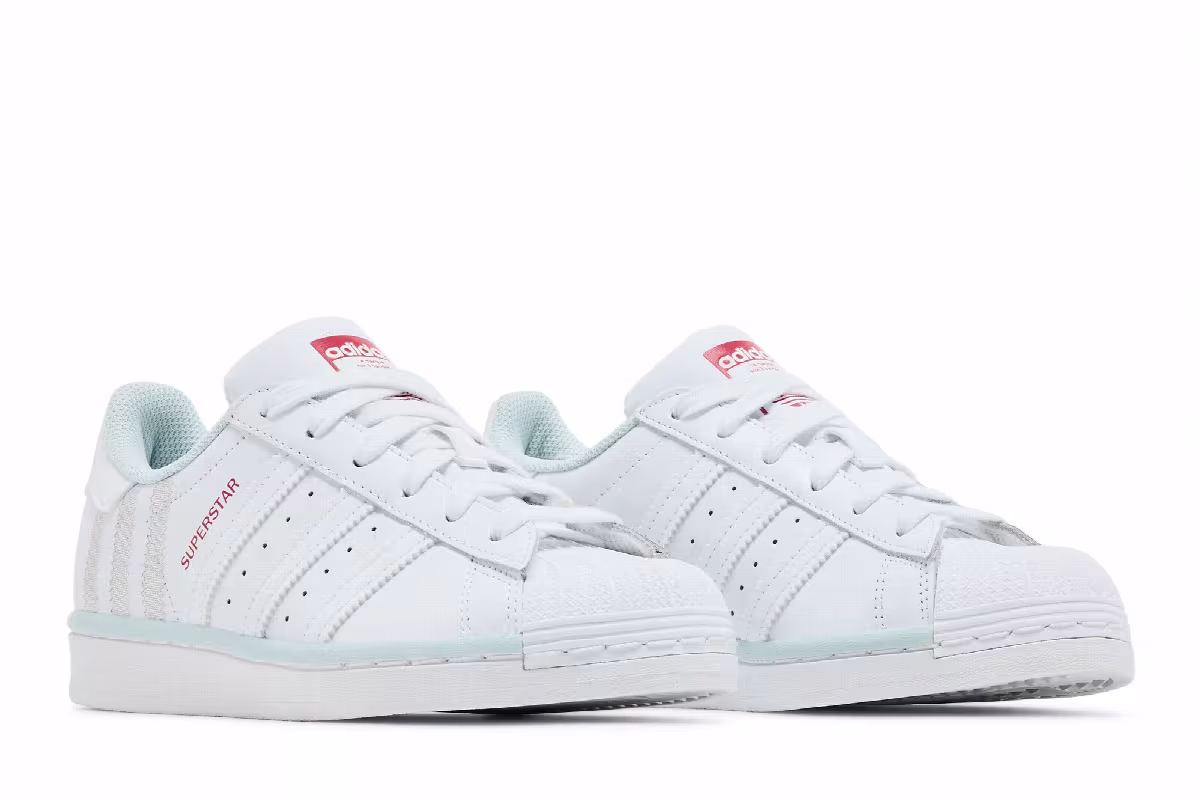 adidas Superstar J White Almost Blue, view 9