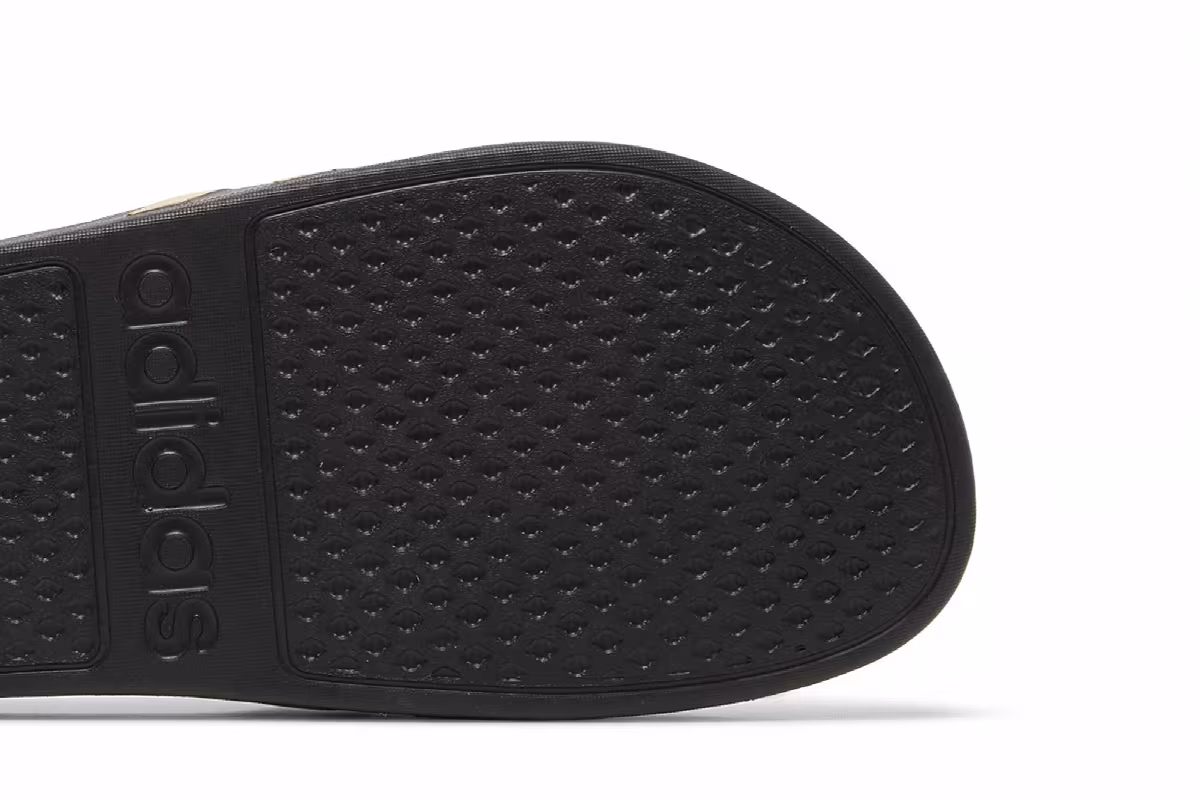 adidas Adilette Aqua Slides Black Gold Metallic, view 6